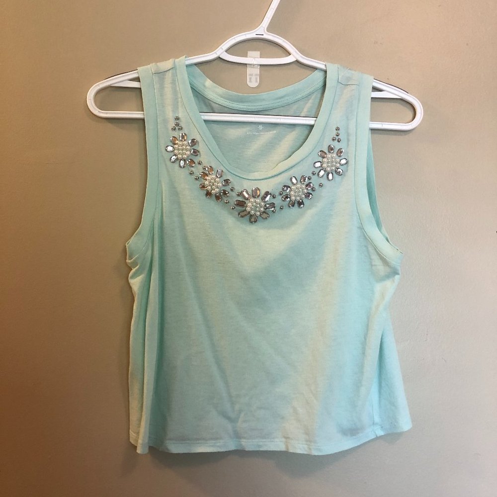 Beaded-Neck Crop Top